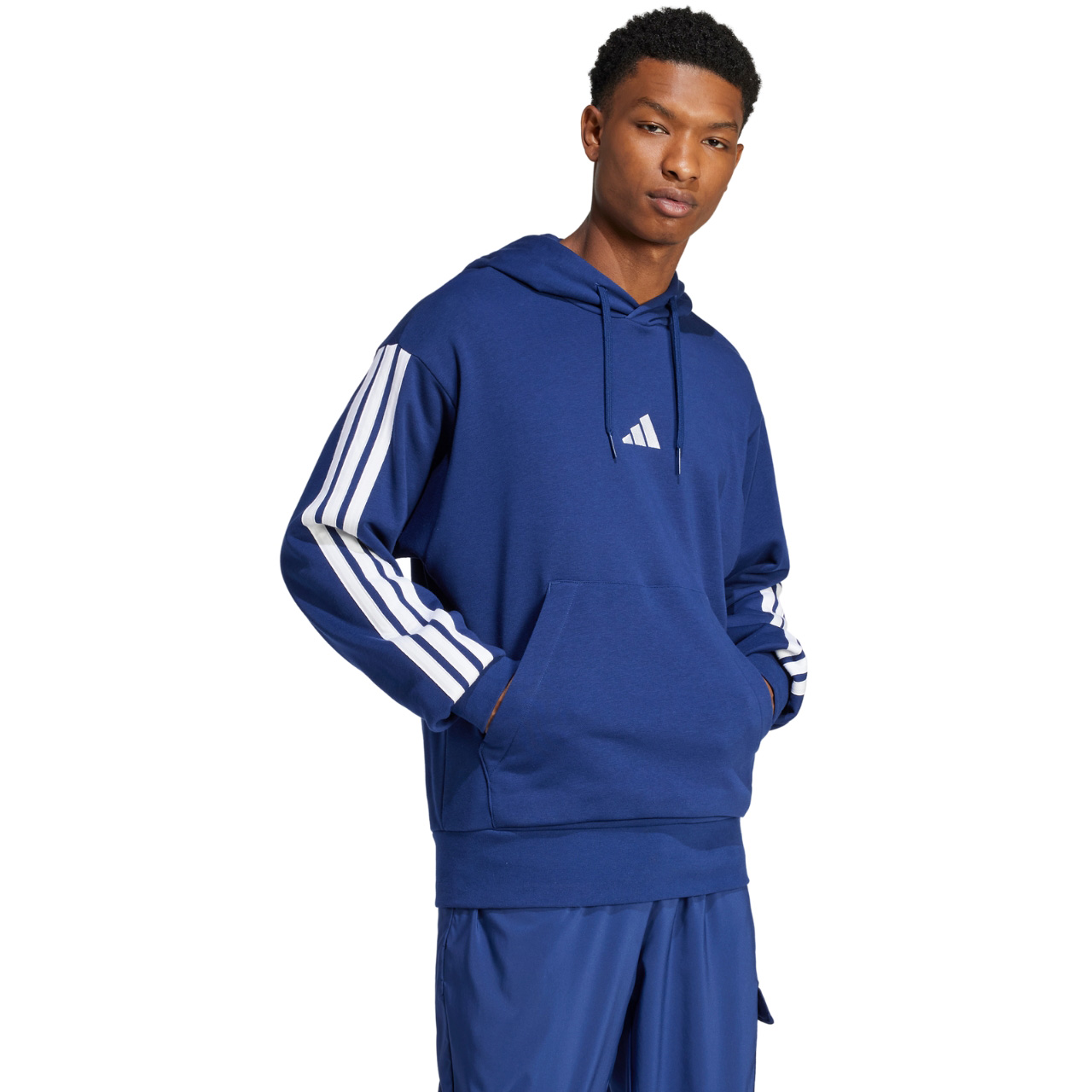Bluza męska adidas Essentials 3-Stripes French Terry granatowa