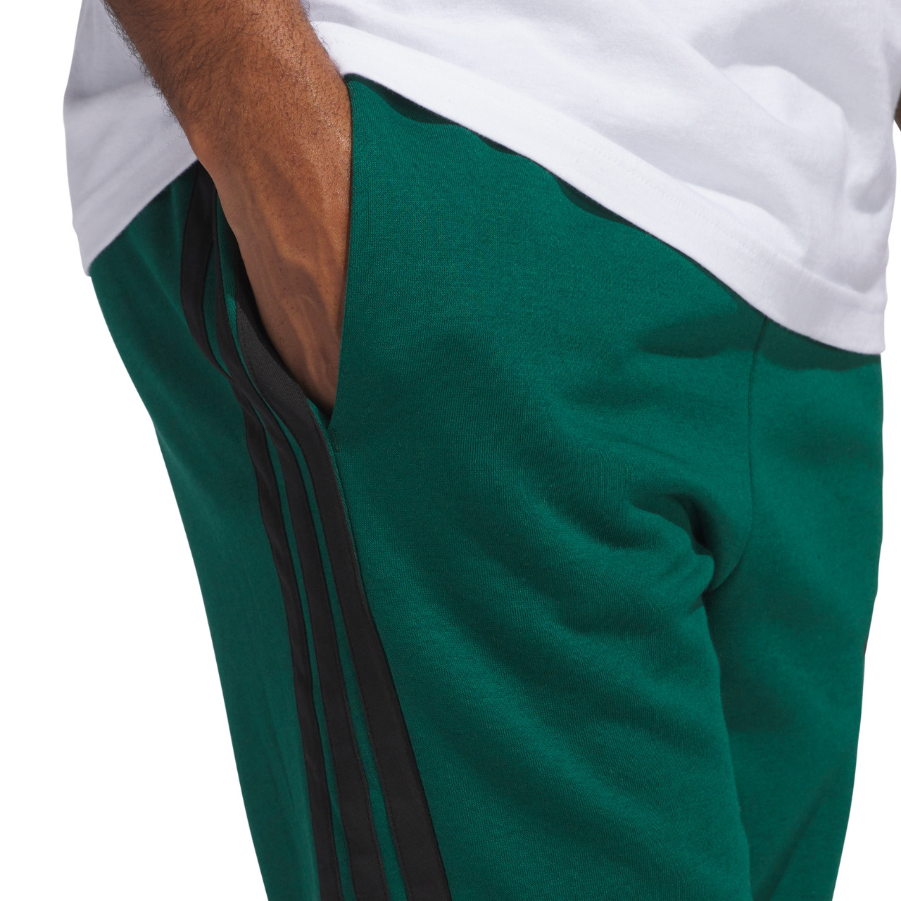 Spodnie męskie adidas Essentials 3-Stripes Fleece zielone – ujęcie 5