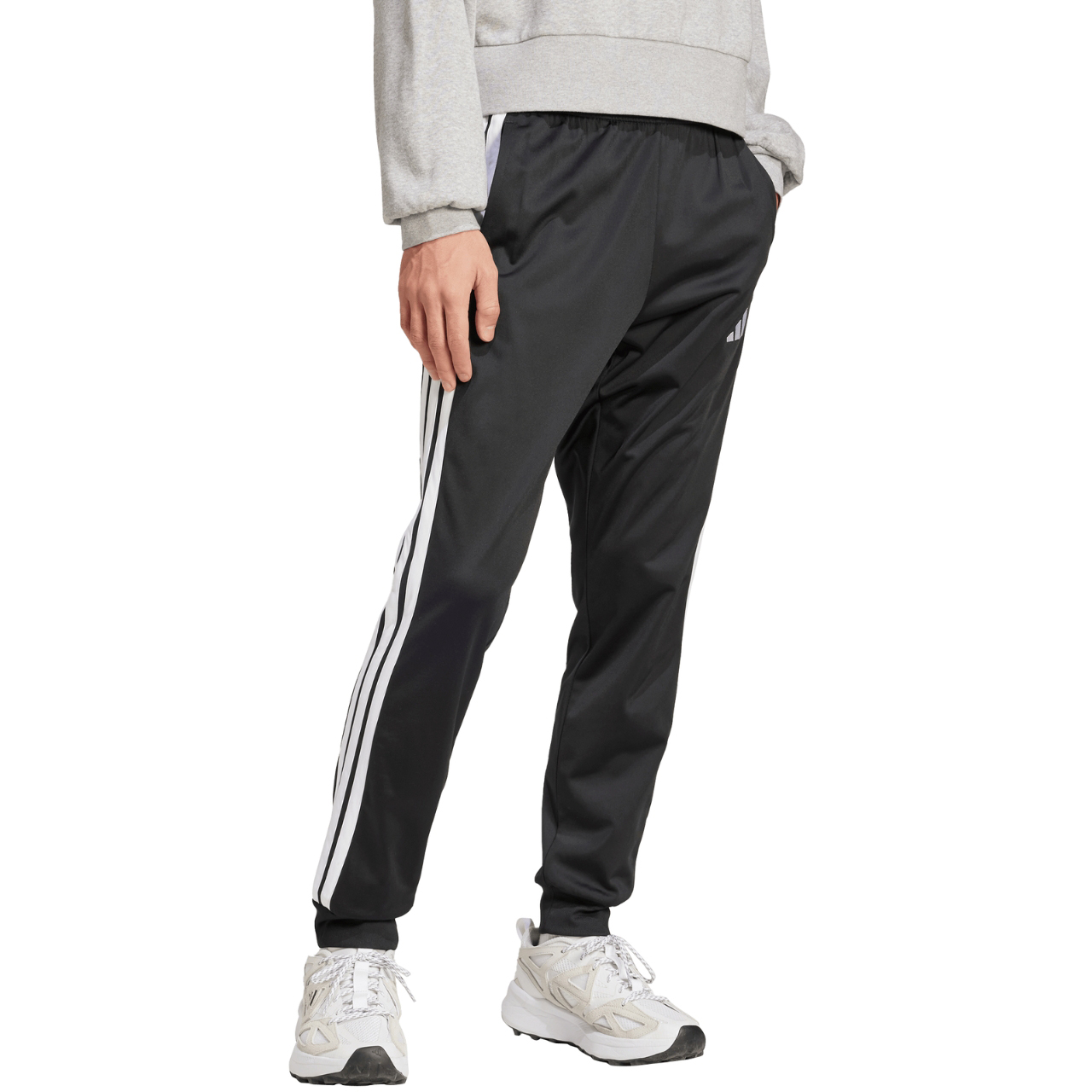 Spodnie męskie adidas 3-Stripes Tricot Regular Tapered czarne – ujęcie 4