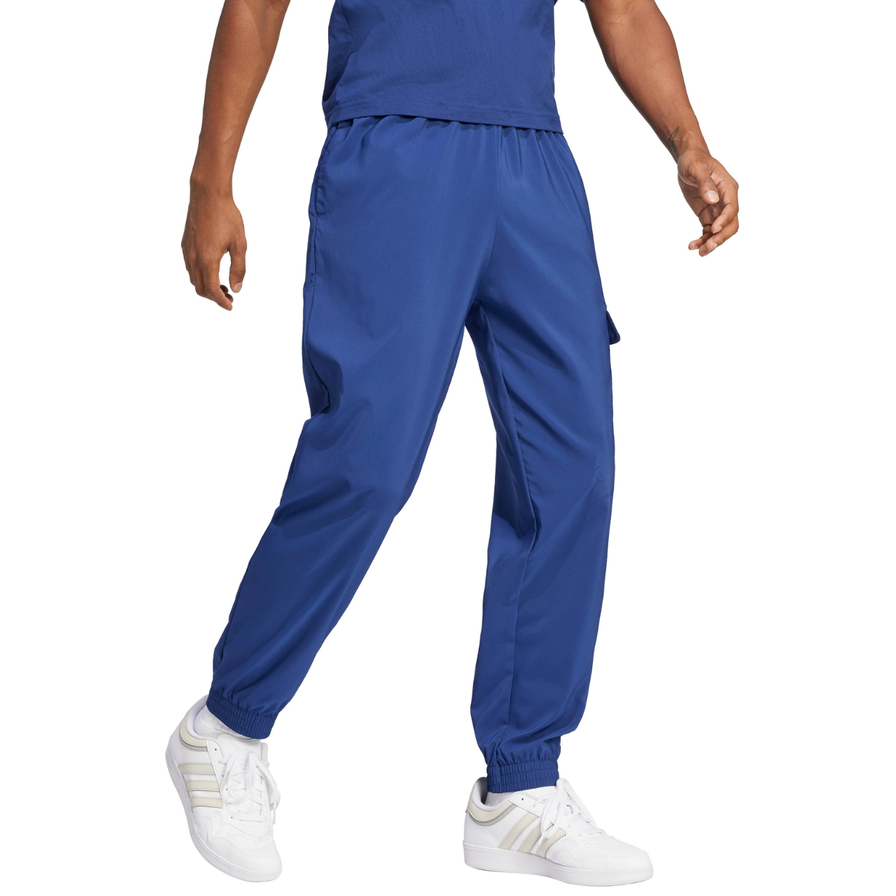 Spodnie męskie adidas Essentials Small Logo Cargo niebieskie – ujęcie 4