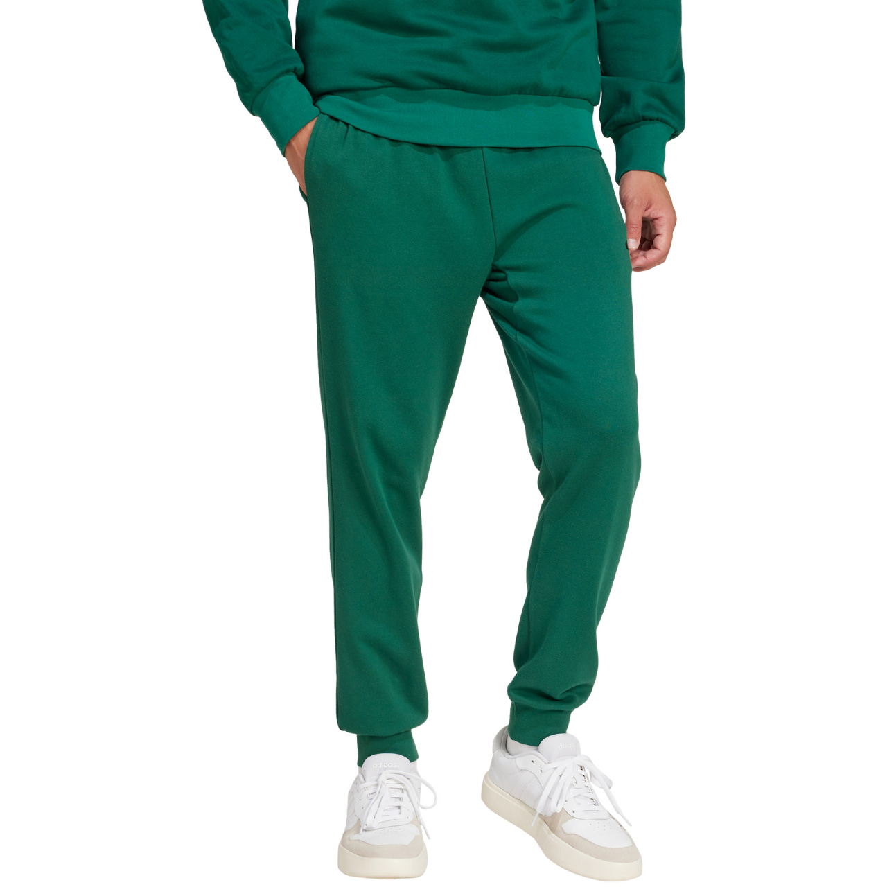 Spodnie męskie adidas Essentials Feel Cozy French Terry zielone
