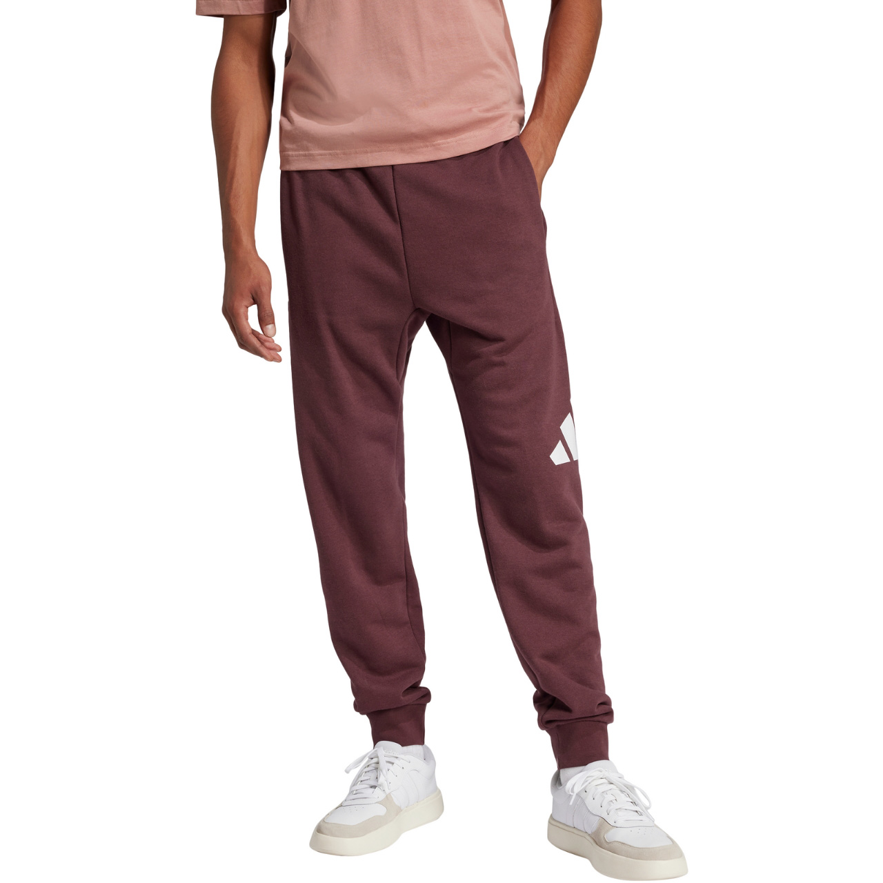 Spodnie męskie adidas Essentials Big Logo French Terry bordowe