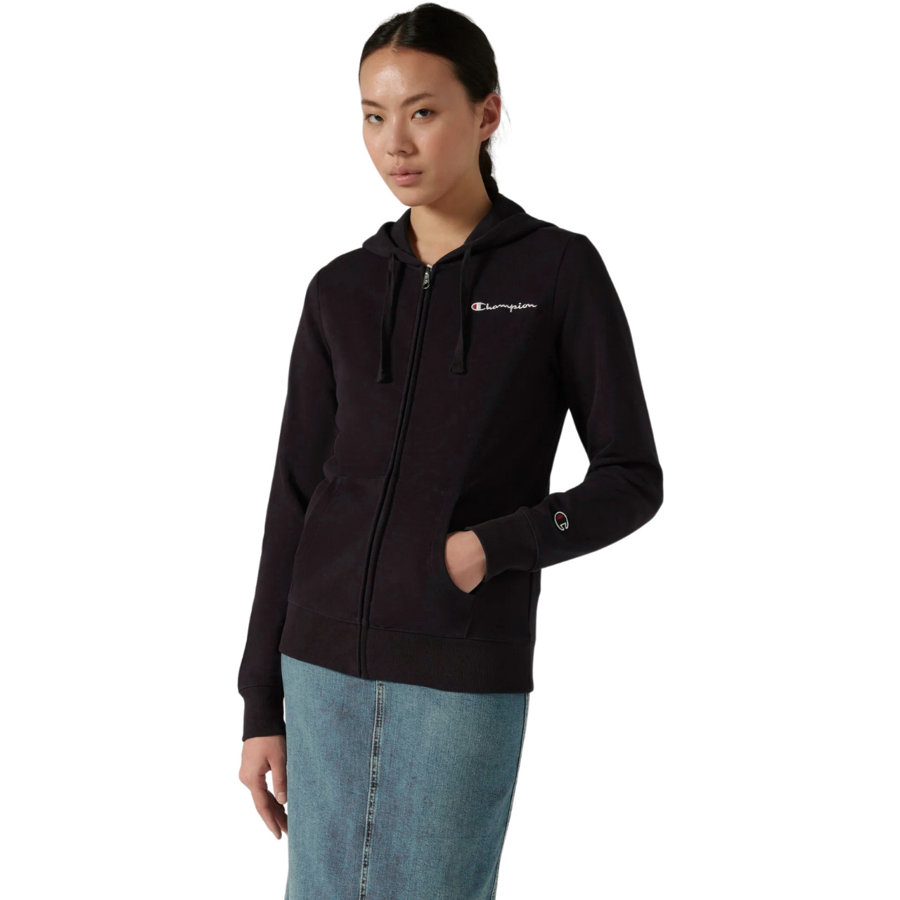 Bluza damska Champion Full Zip Hoodie Sweatshirt czarna