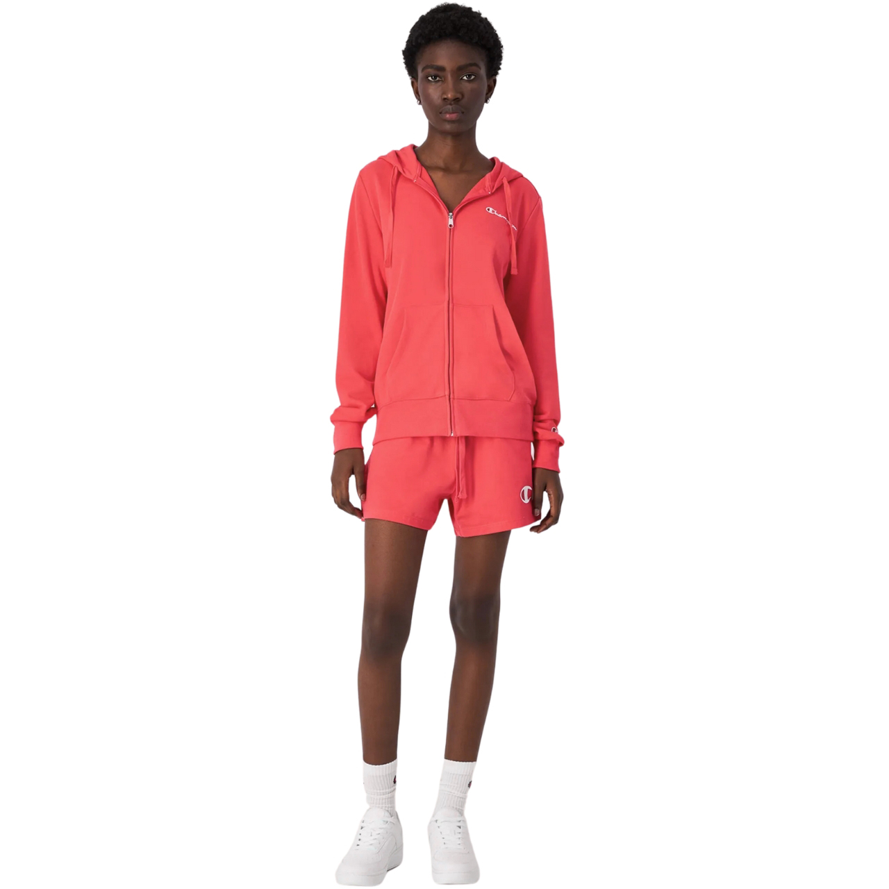 Bluza damska Champion Full Zip Hoodie Sweatshirt różowa – ujęcie 5