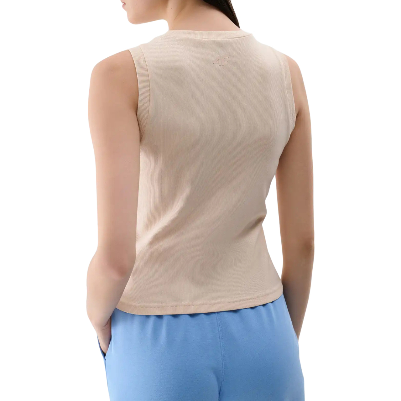 Koszulka damska 4F F132 beżowa 4FWMM00TSLEF132 – ujęcie 3