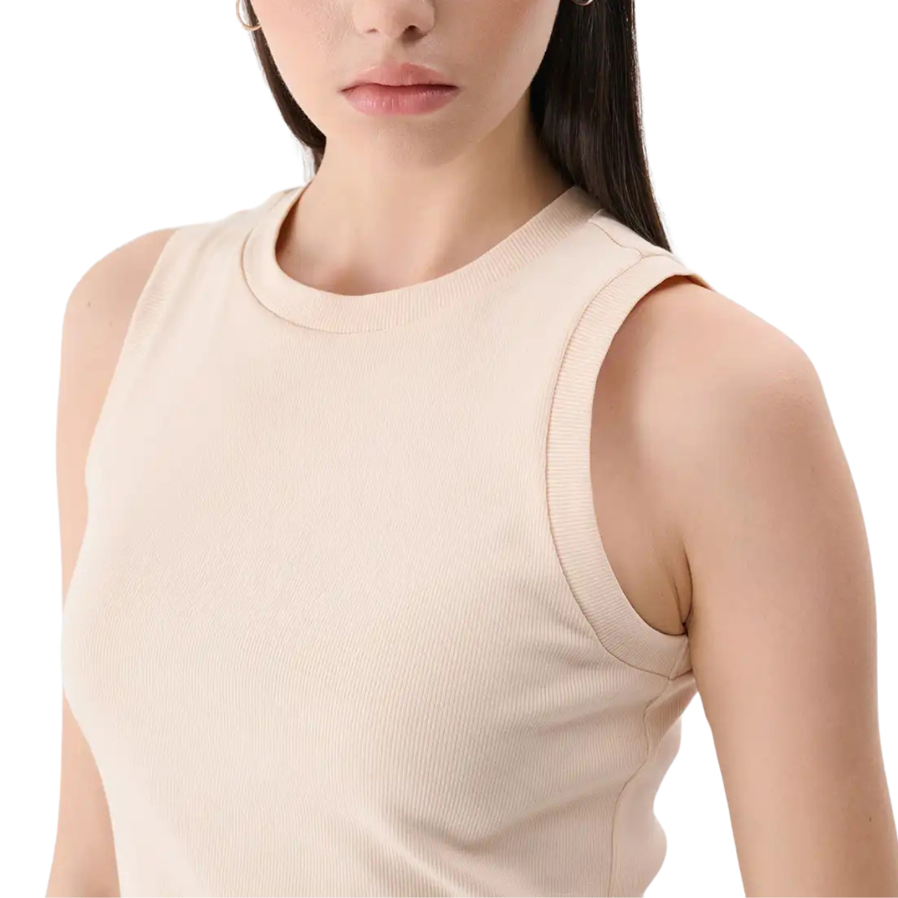 Koszulka damska 4F F132 beżowa 4FWMM00TSLEF132 – ujęcie 4