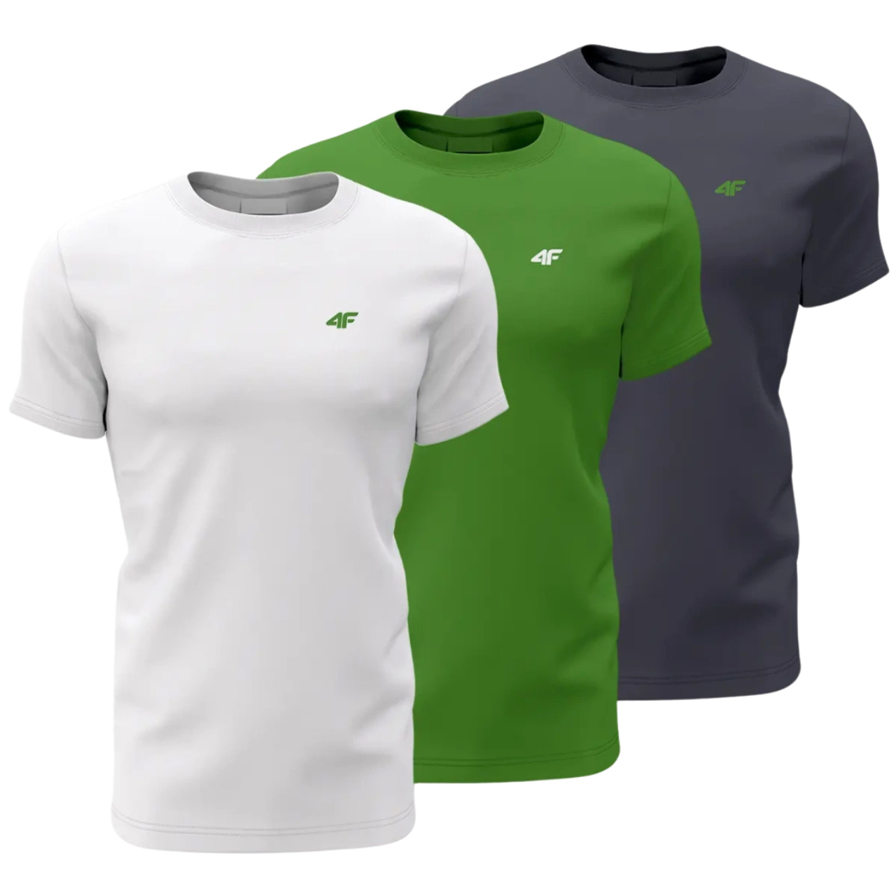 Koszulka męska 4F M1895 3pak granatowa, zielona, biała