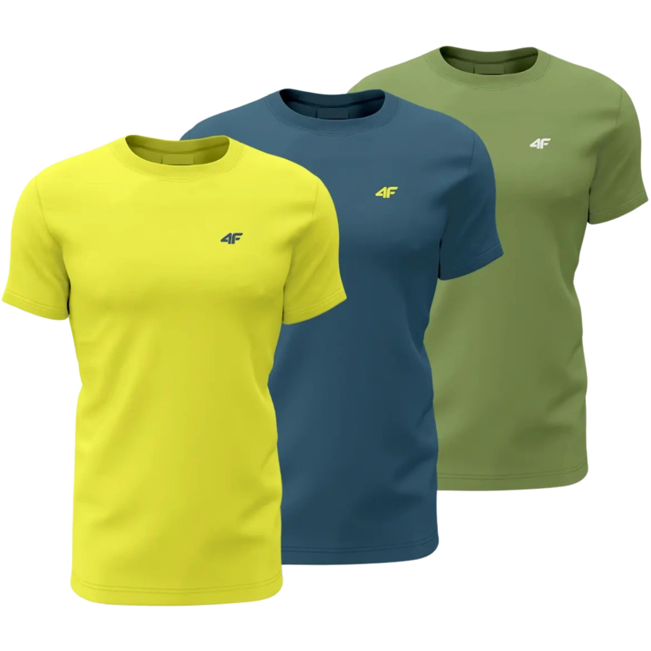 Koszulka męska 4F M1896 3pak zielona, żółta, niebieska