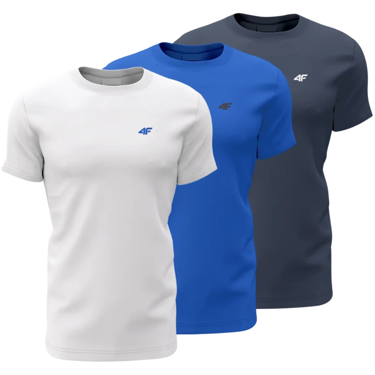 Koszulka męska 4F M1895 3pak granatowa, niebieska, biała