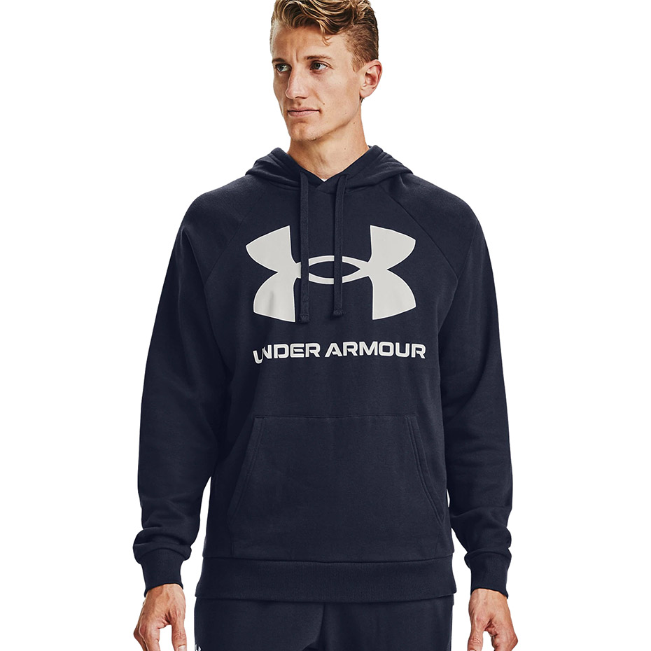Bluza męska Under Armour Rival Fleece Big Logo HD granatowa – ujęcie 2