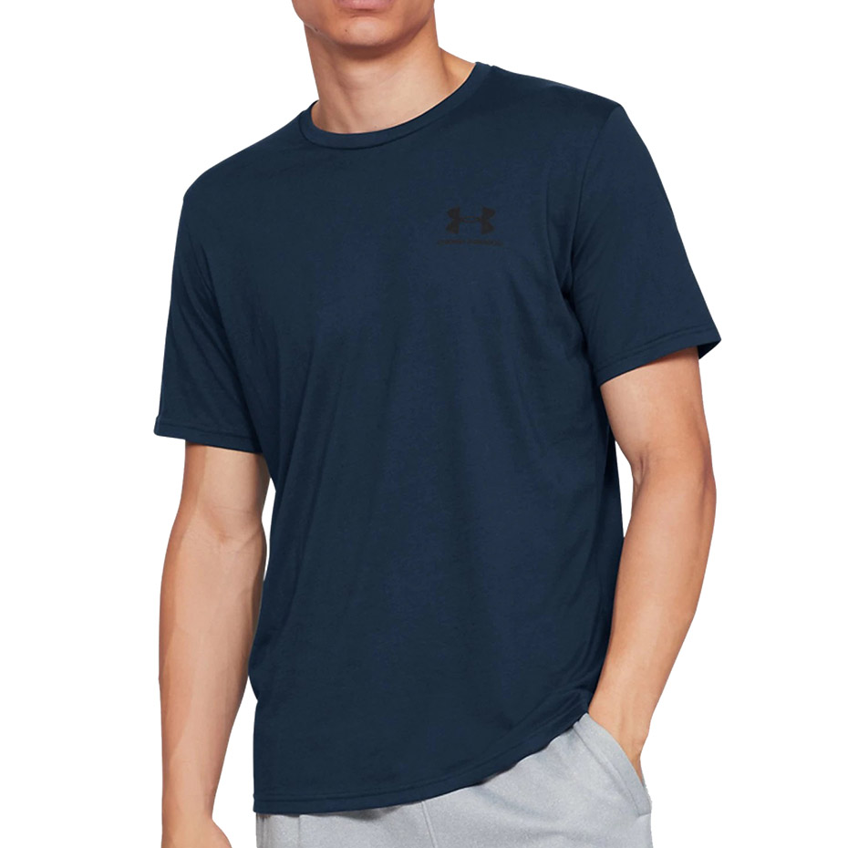 Koszulka męska Under Armour Sportstyle Left Chest Ss granatowa – ujęcie 3