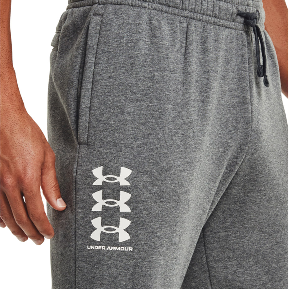 Spodnie męskie Under Armour Rival Fleece 3Logo Jogger ciemnoszare – ujęcie 4