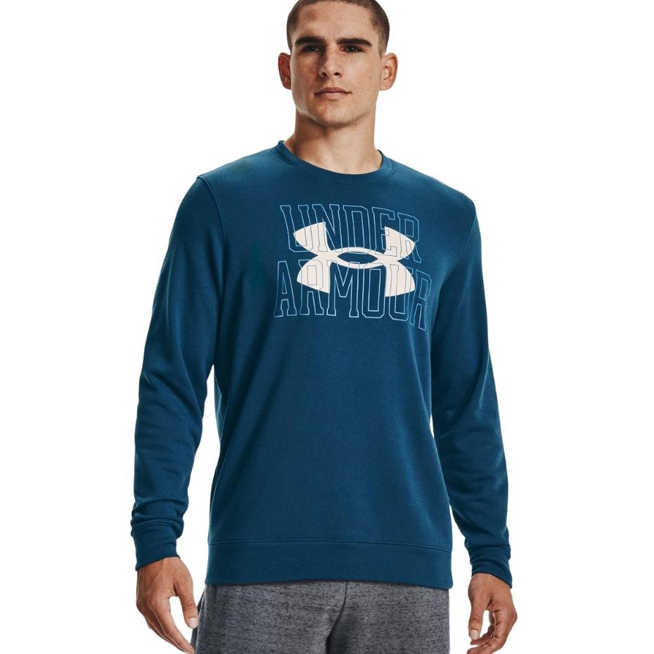 Bluza męska Under Armour UA Rival Terry Logo Crew niebieska – ujęcie 4