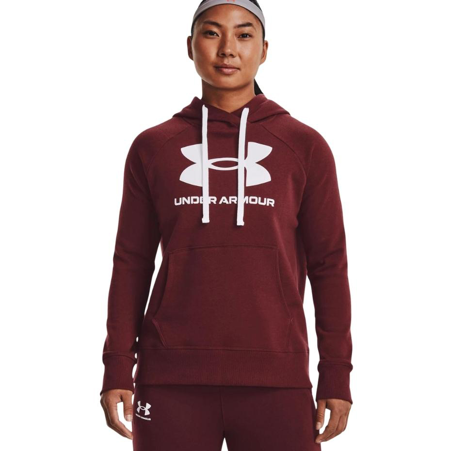 Bluza damska Under Armour Rival Fleece Logo Hoodie bordowa – ujęcie 3