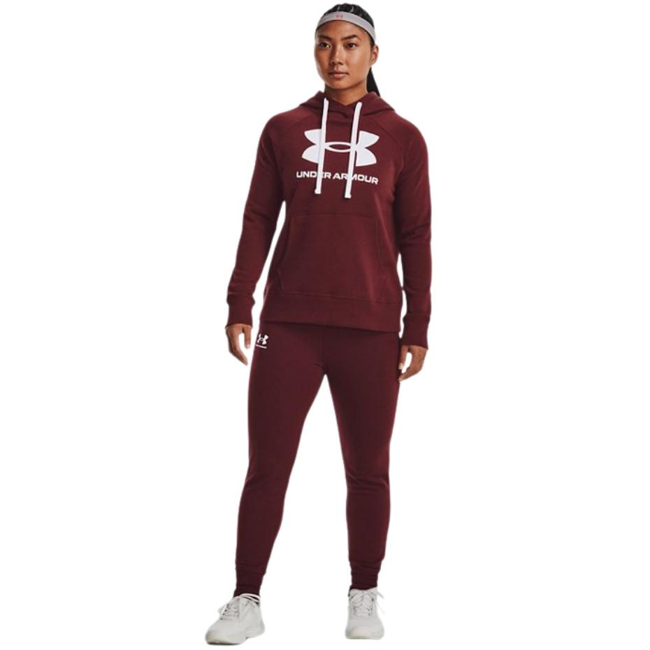Bluza damska Under Armour Rival Fleece Logo Hoodie bordowa – ujęcie 4