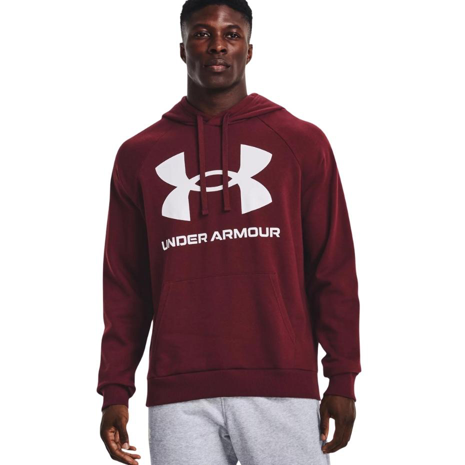Bluza męska Under Armour Rival Fleece Big Logo HD bordowa – ujęcie 3