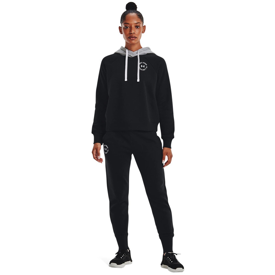 Bluza damska Under Armour Rival Fleece CB Hoodie czarna – ujęcie 5
