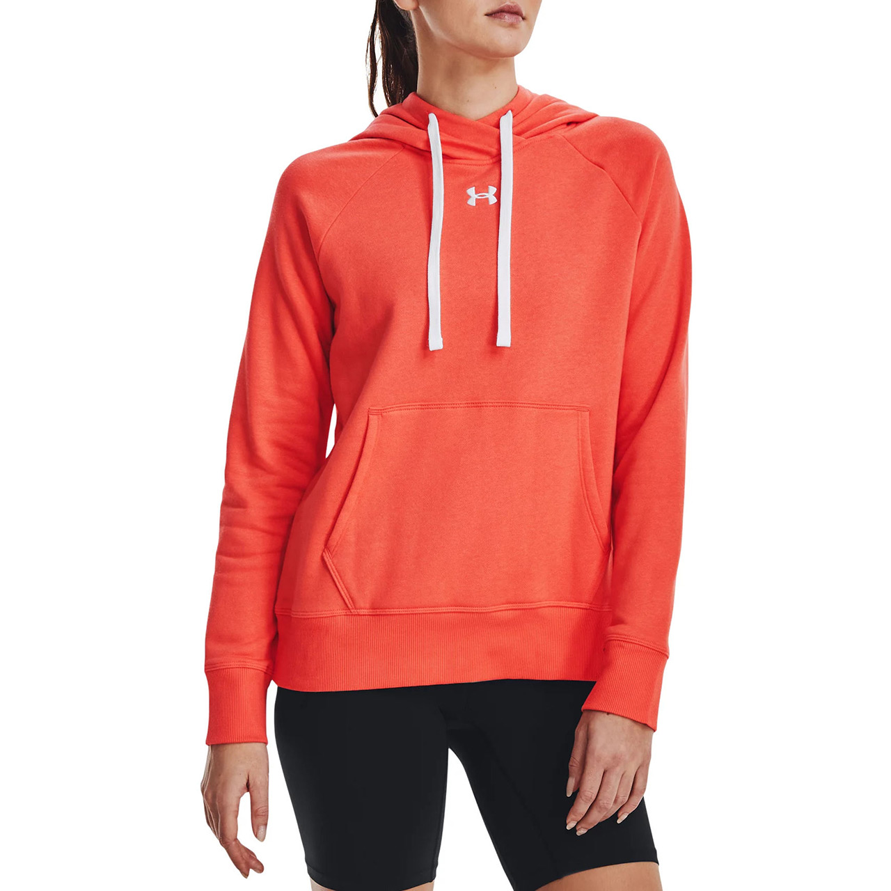 Bluza damska Under Armour Rival Fleece HB Hoodie pomarańczowa – ujęcie 4