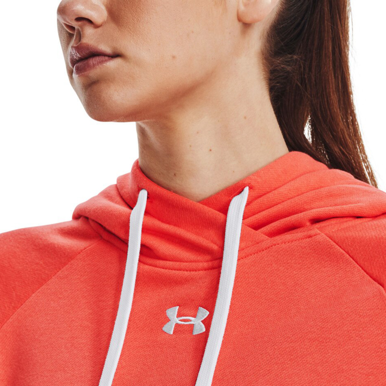Bluza damska Under Armour Rival Fleece HB Hoodie pomarańczowa – ujęcie 5