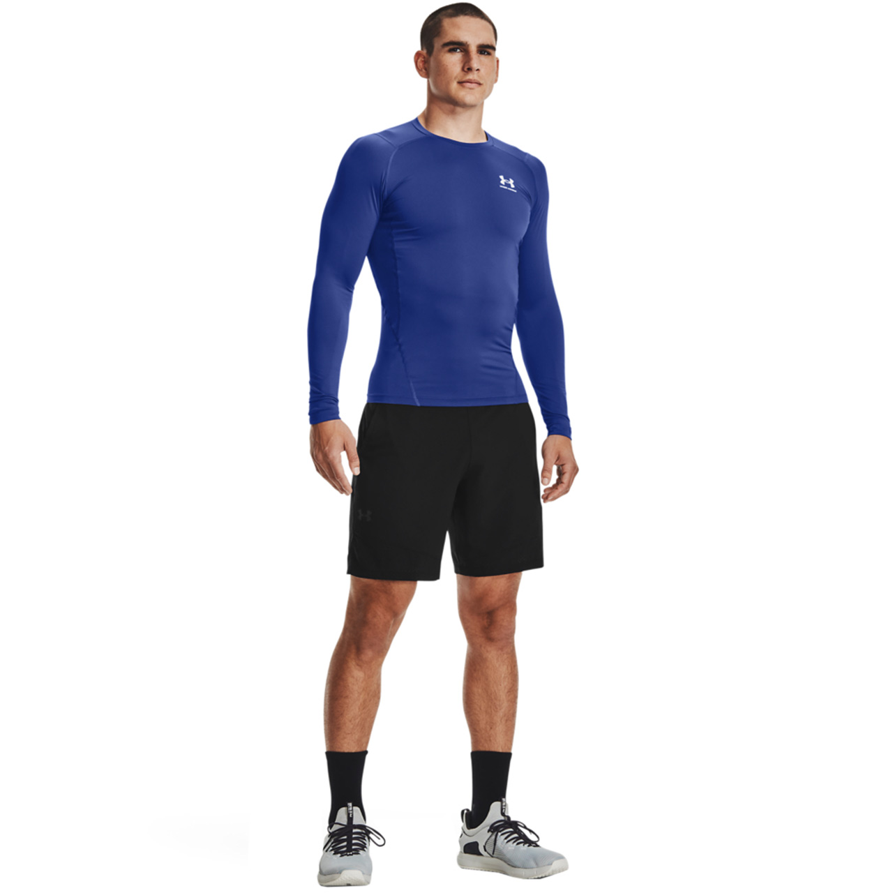 Koszulka męska Under Armour HG Armour Comp LS niebieska – ujęcie 3