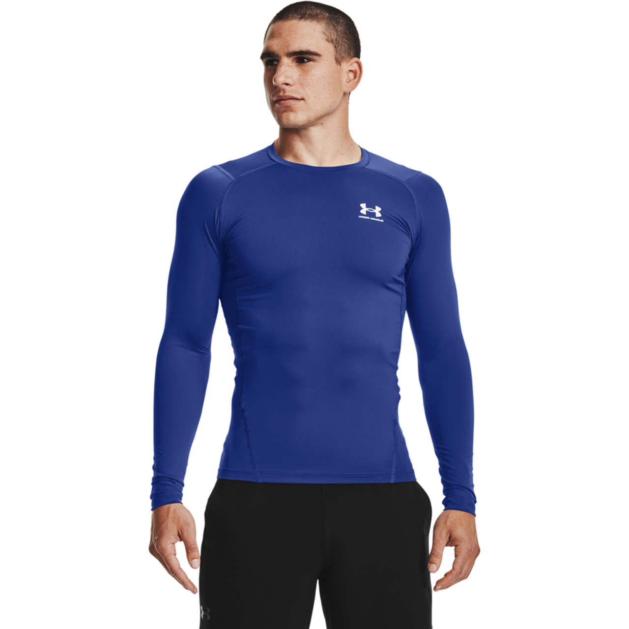 Koszulka męska Under Armour HG Armour Comp LS niebieska – ujęcie 4