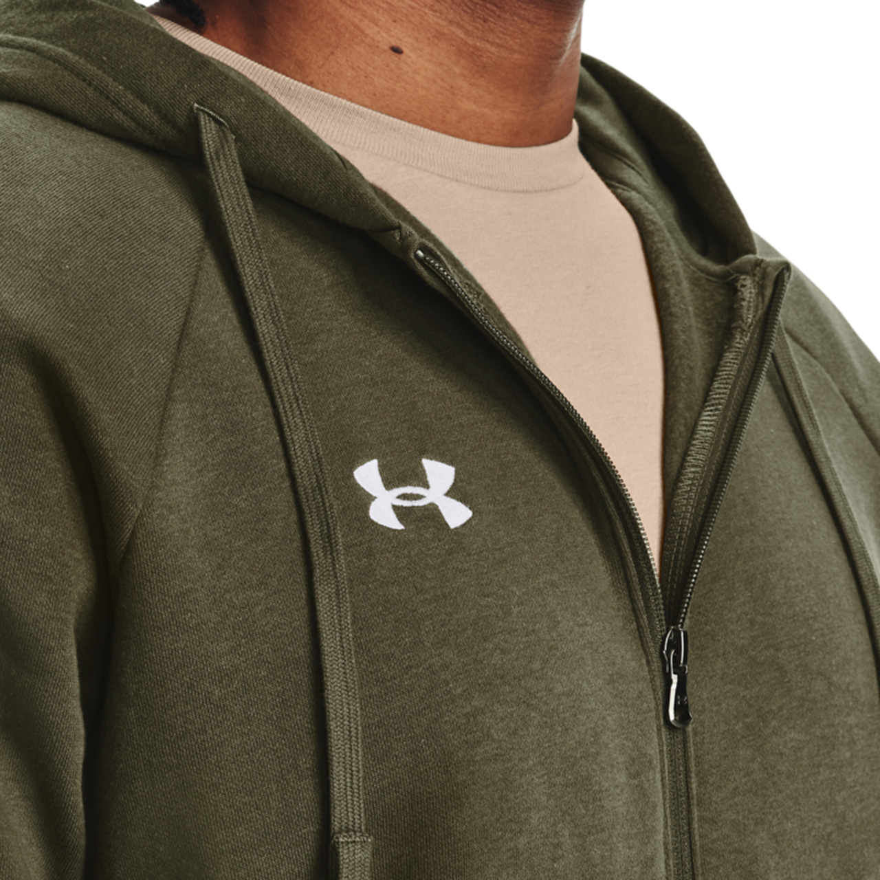 Bluza męska Under Armour Rival Fleece FZ Hoodie zielona – ujęcie 6