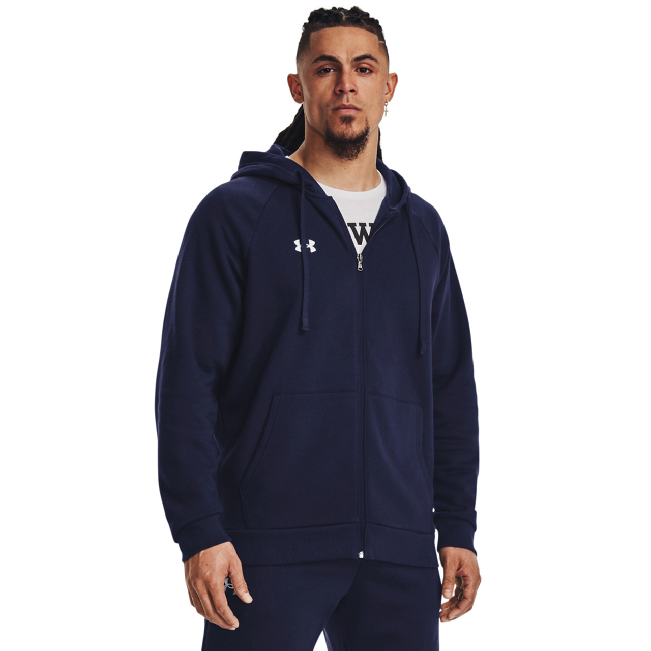 Bluza męska Under Armour Rival Fleece FZ Hoodie granatowa – ujęcie 3