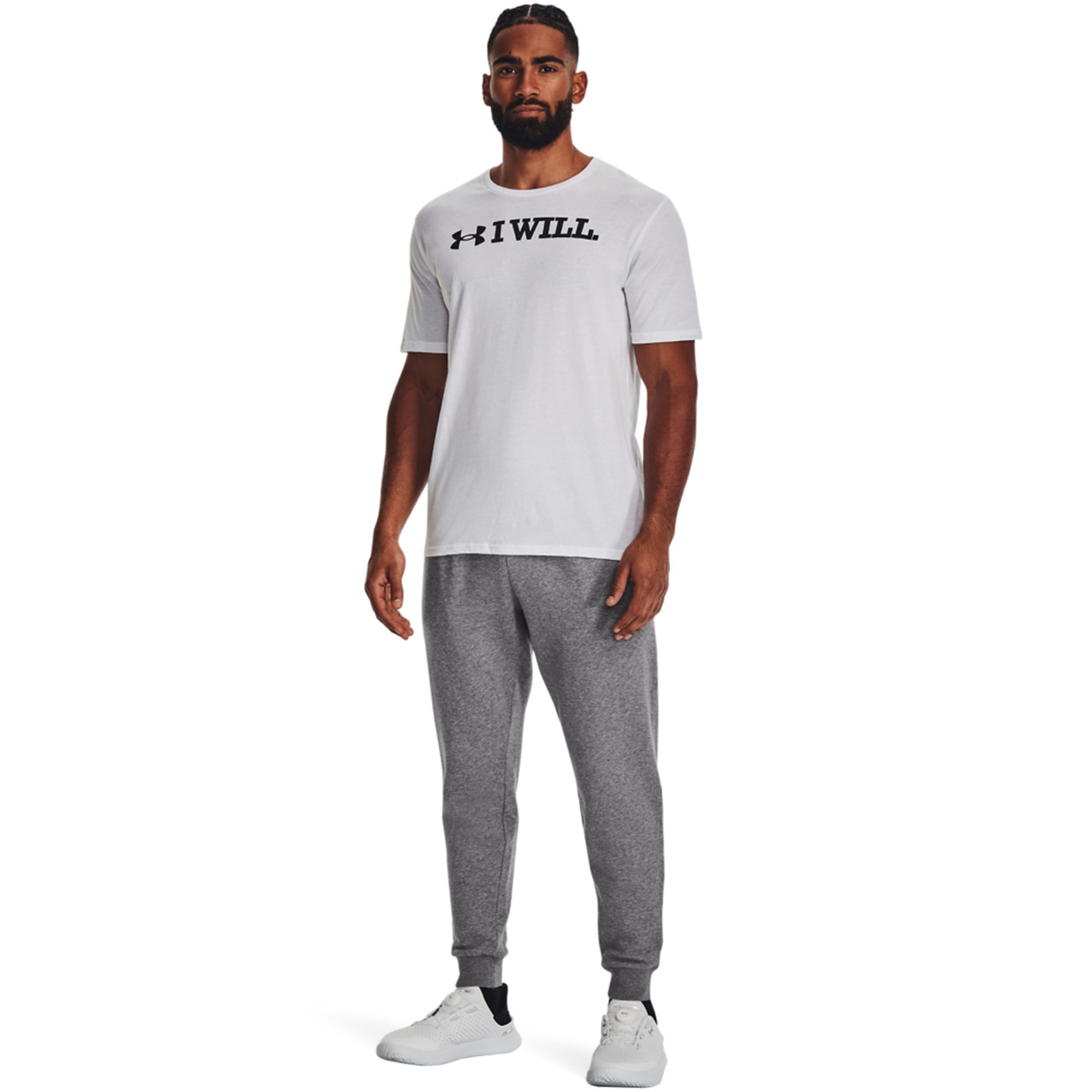 Spodnie męskie Under Armour Rival Fleece Joggers szare – ujęcie 5