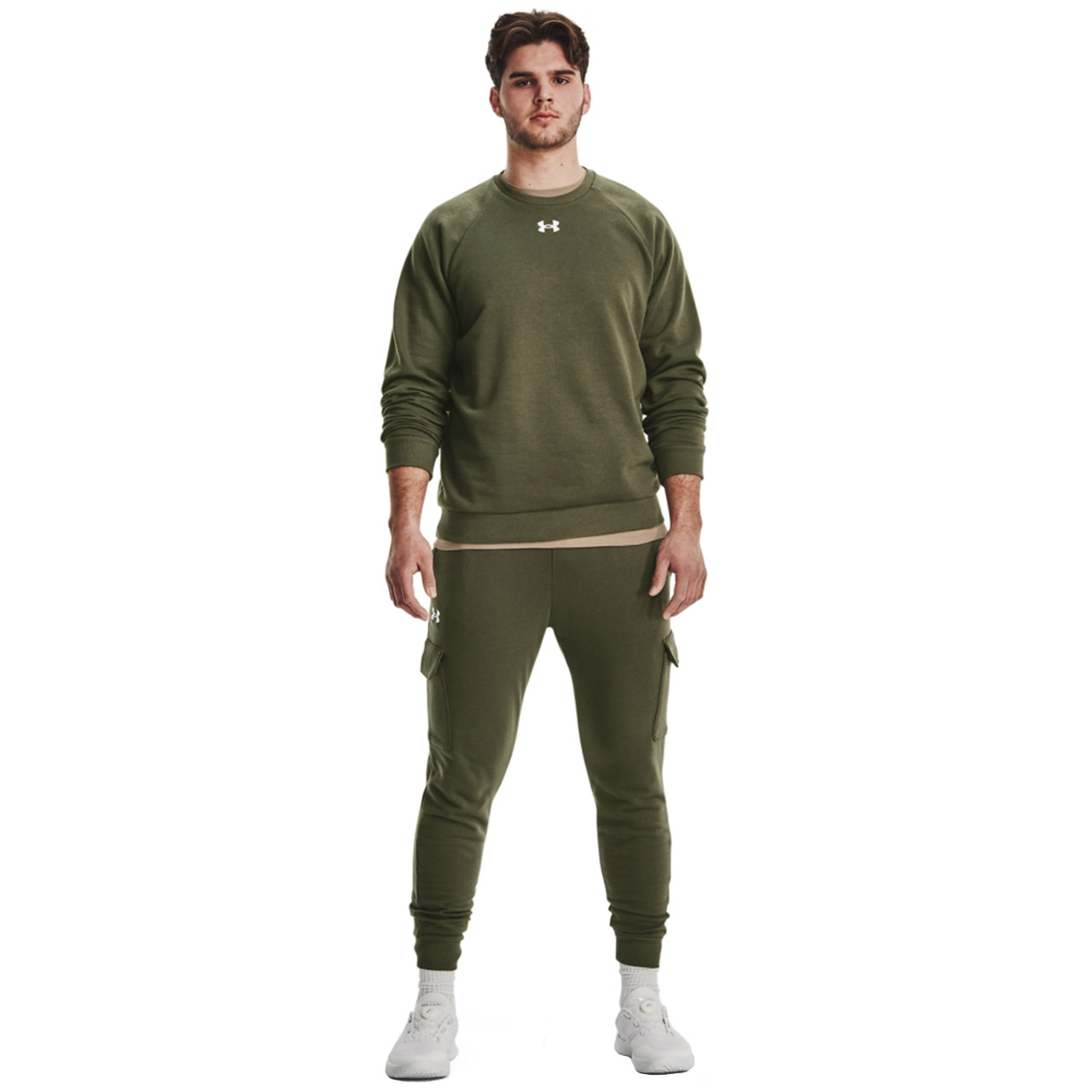 Bluza męska Under Armour Rival Fleece Crew zielona – ujęcie 5