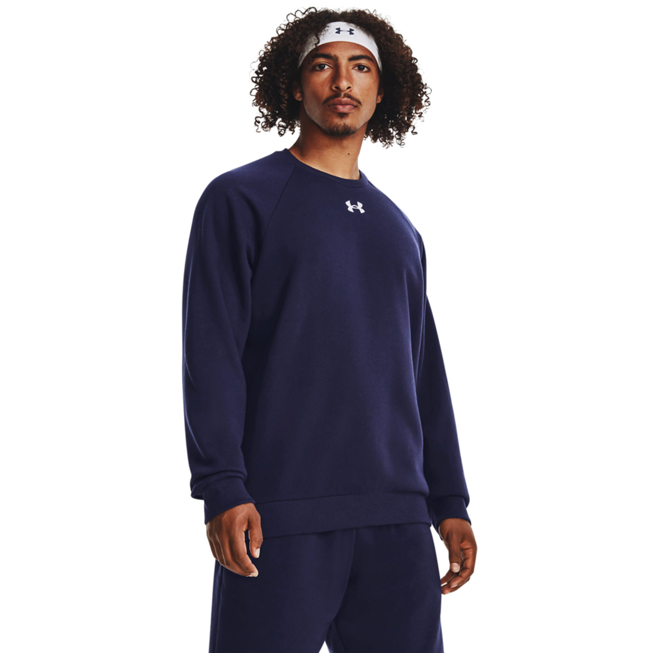 Bluza męska Under Armour Rival Fleece Crew granatowa – ujęcie 3