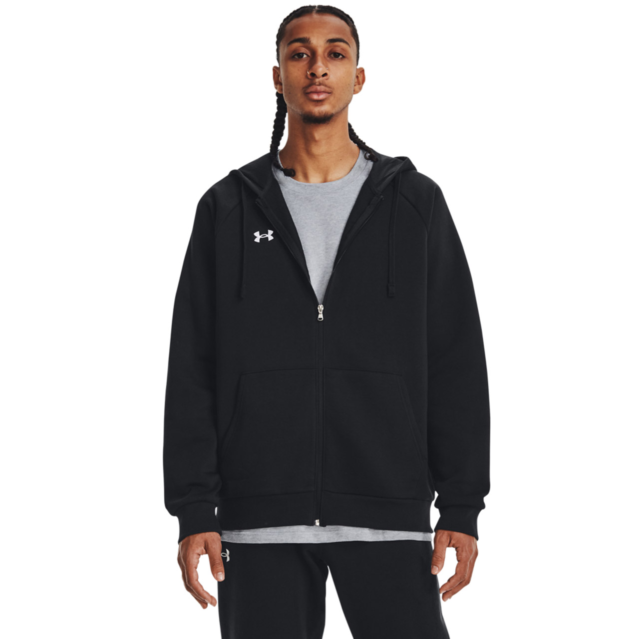 Bluza męska Under Armour Rival Fleece FZ Hoodie czarna – ujęcie 3