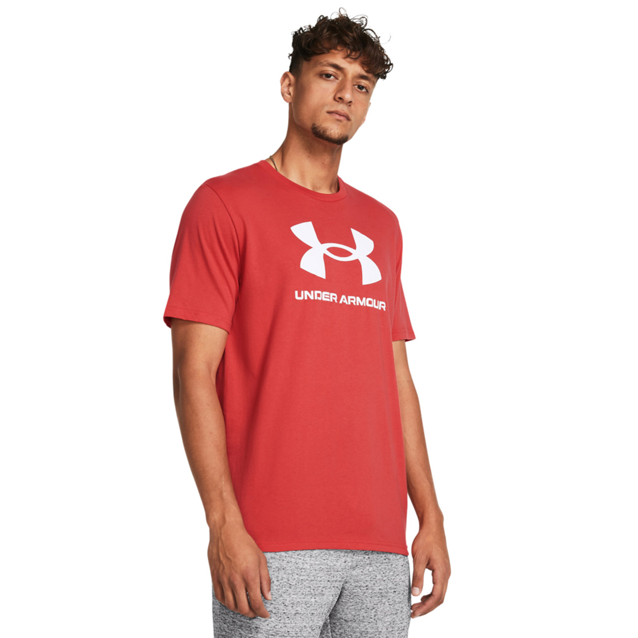 Koszulka męska Under Armour Sportstyle Logo czerwona – ujęcie 3