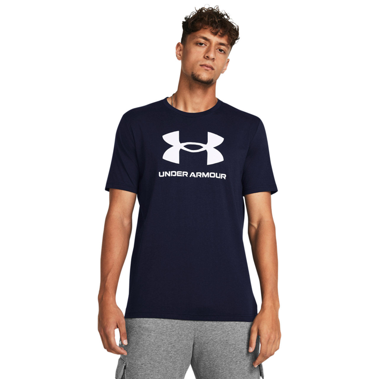 Koszulka męska Under Armour Sportstyle Logo granatowa – ujęcie 3