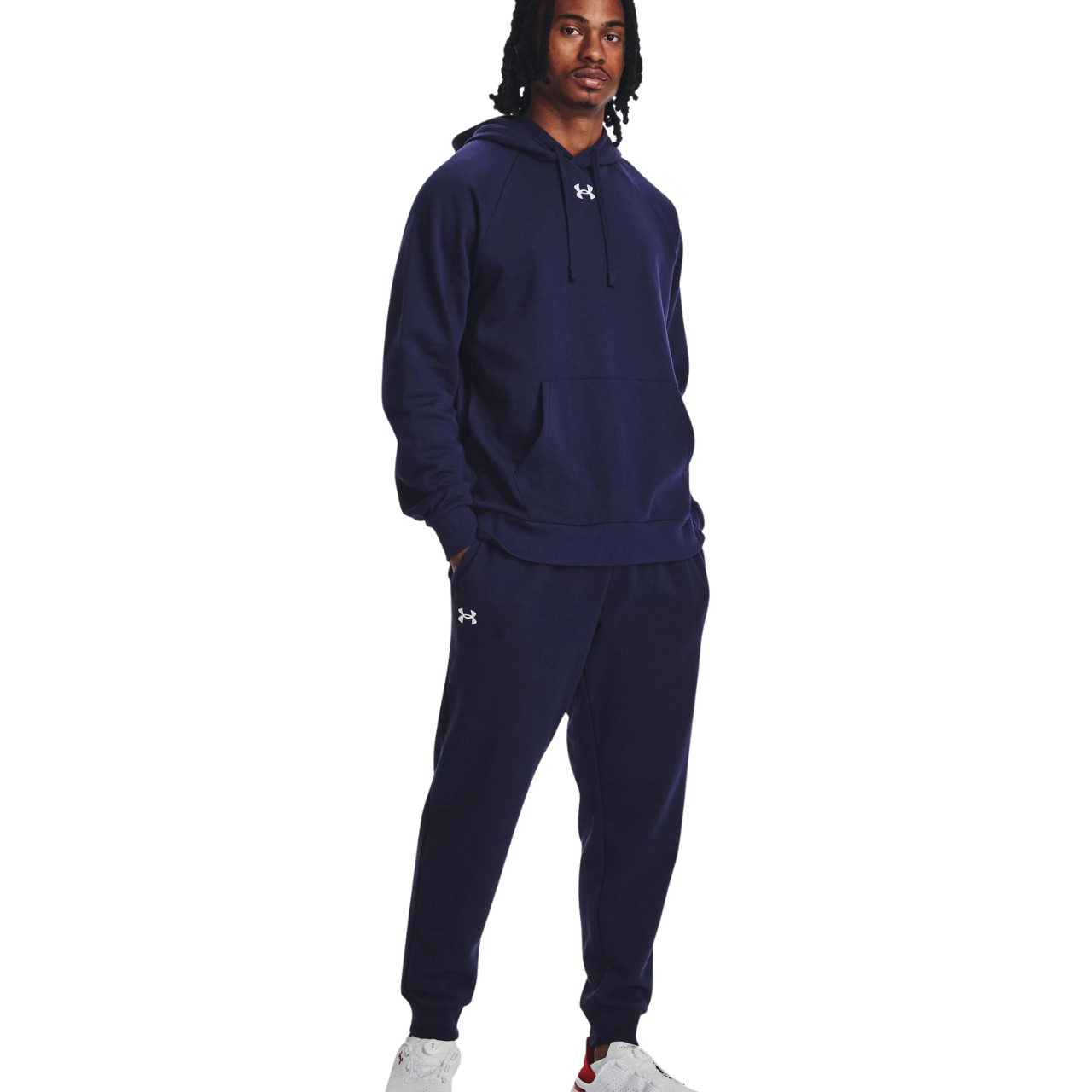 Spodnie męskie Under Armour Rival Fleece Joggers granatowe – ujęcie 3