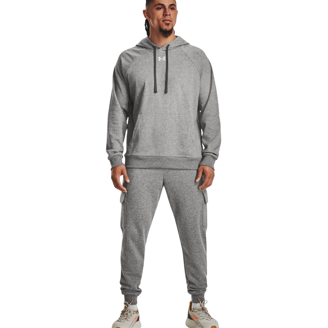 Bluza męska Under Armour Rival Fleece Hoodie szara – ujęcie 5