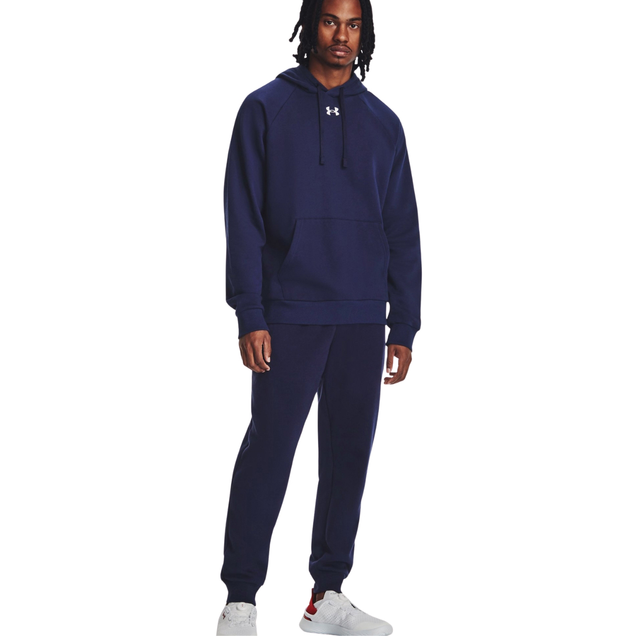 Bluza męska Under Armour Rival Fleece Hoodie granatowa – ujęcie 5