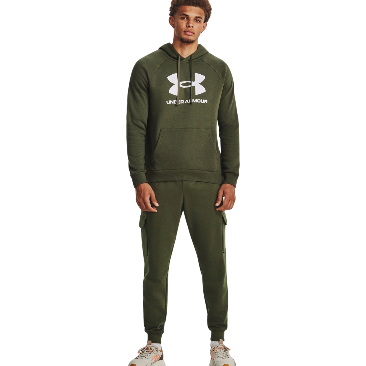 Bluza męska Under Armour Rival Fleece Logo HD zielona – ujęcie 5