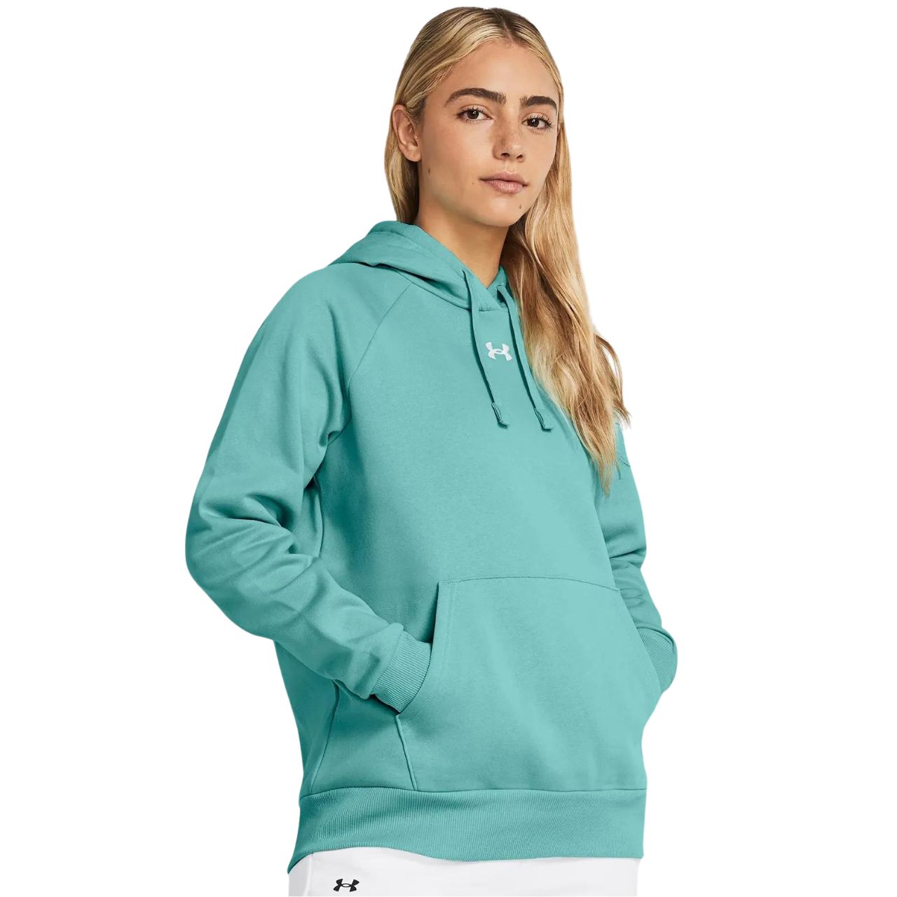 Bluza damska Under Armour Rival Flecce Hoodie zielona – ujęcie 5