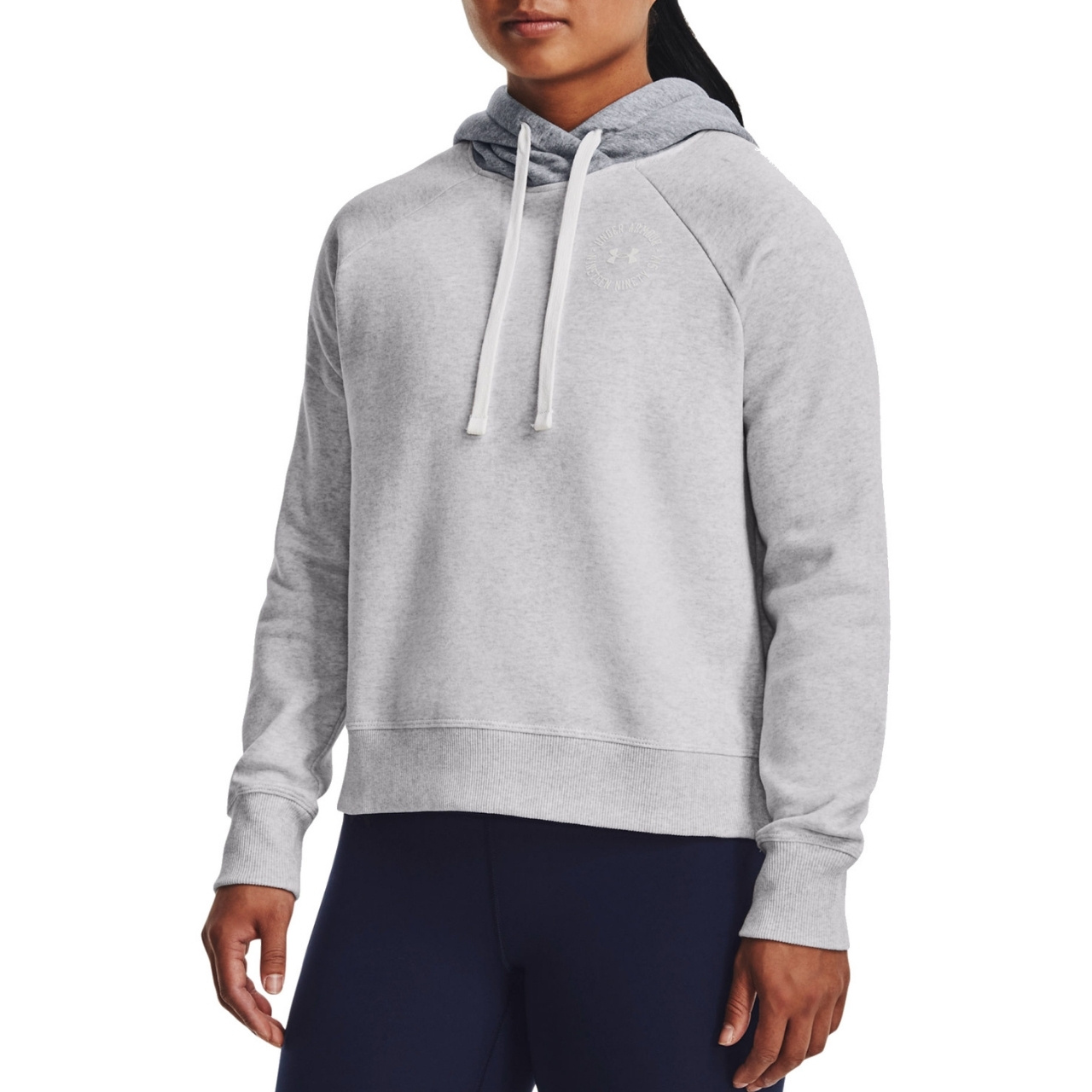 Bluza damska Under Armour Rival Fleece CB Hoodie szara – ujęcie 5