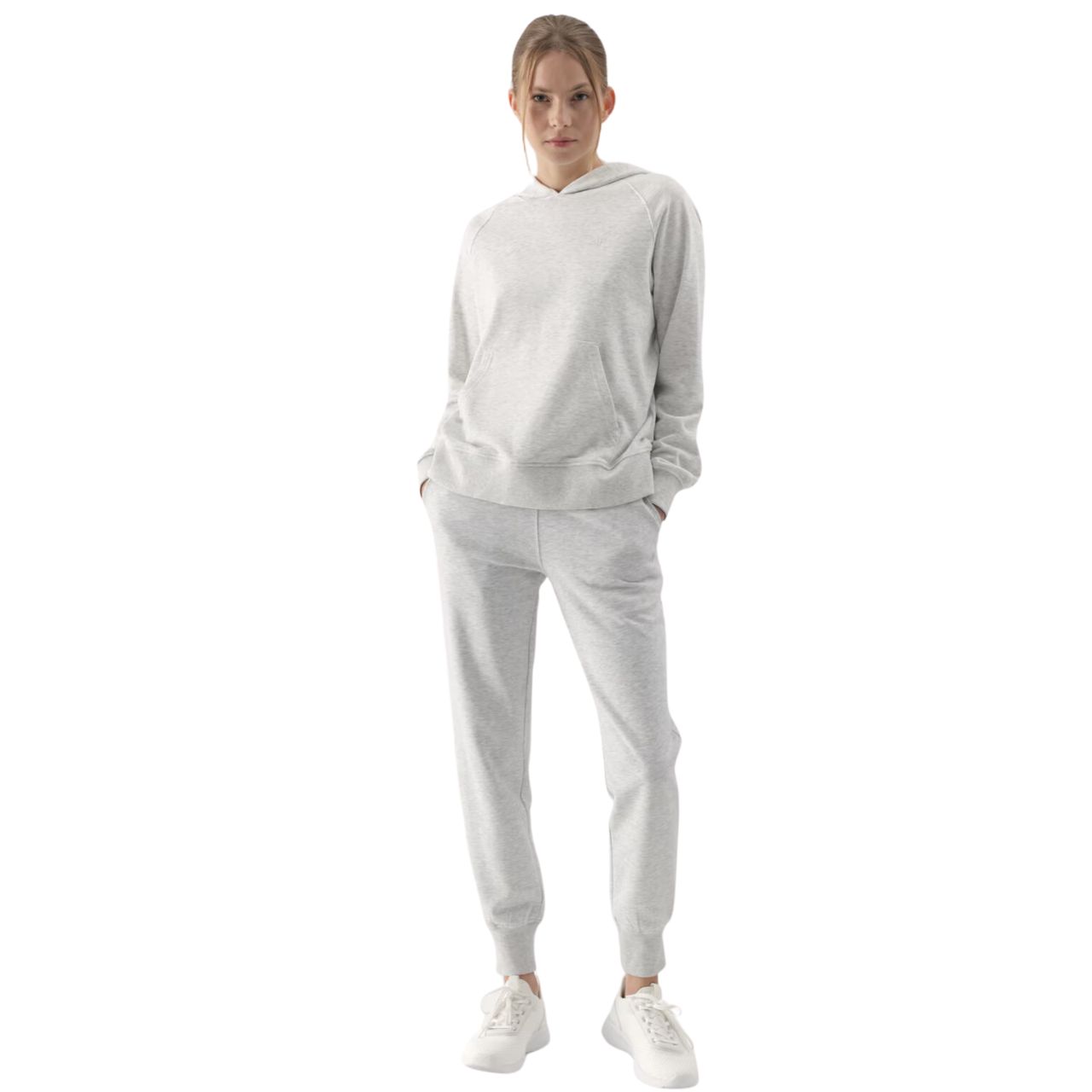 Spodnie damskie 4F F0946 chłodny jasny szary melanż 4FWMM00TTROF0946 – ujęcie 3