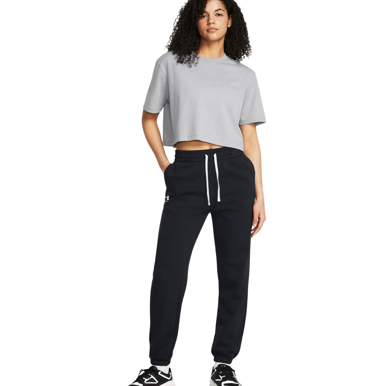Spodnie damskie Under Armour Rival Terry Jogger czarne – ujęcie 5