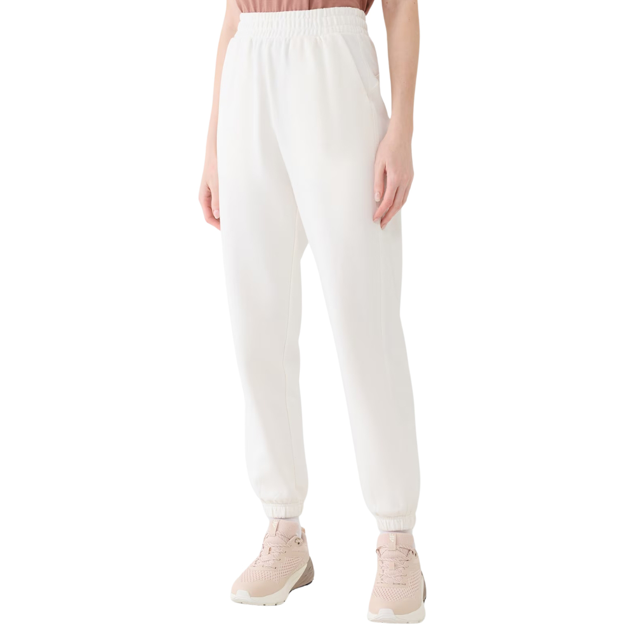 Spodnie damskie 4F CAS F1013 białe 4FWSS25TTROF1013