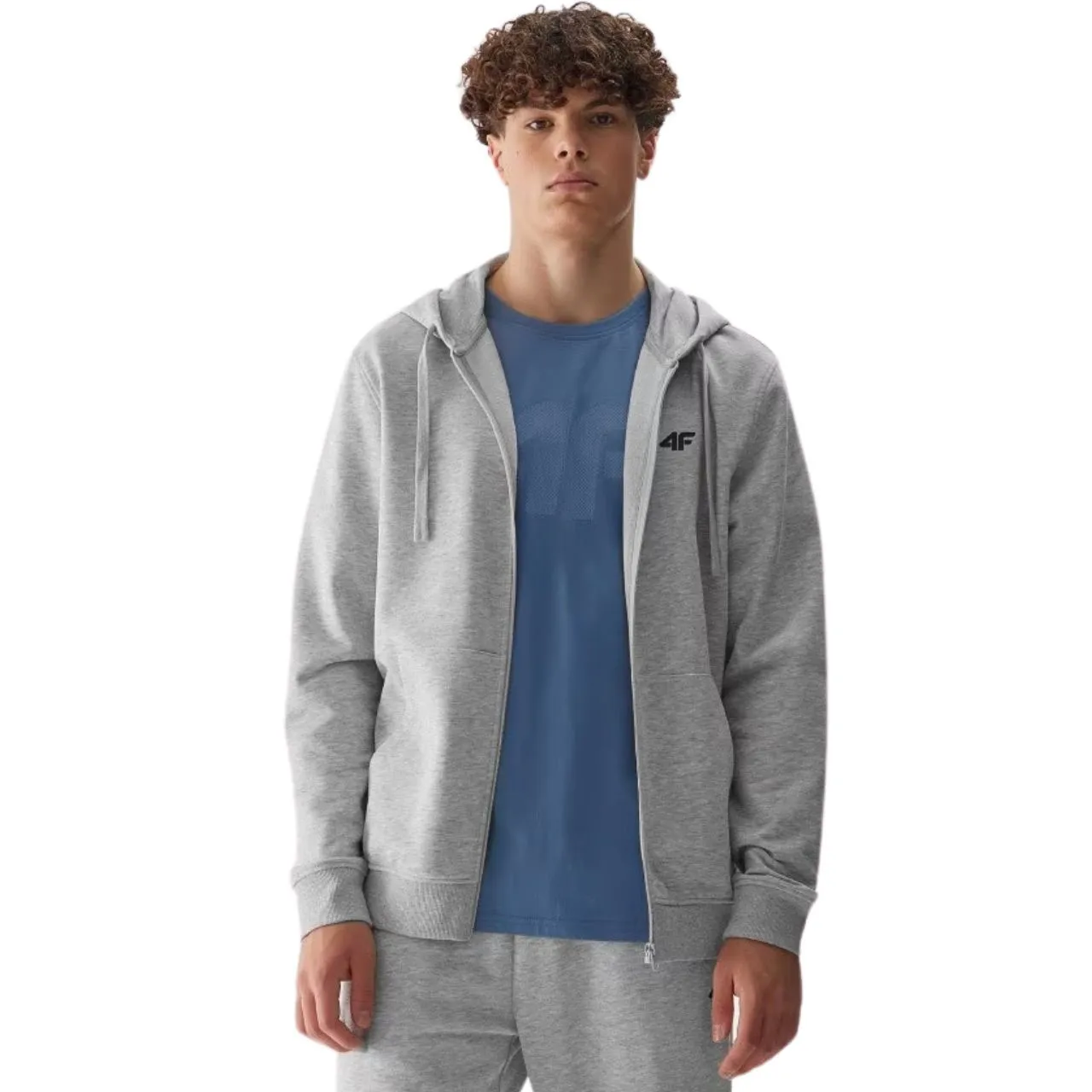 Bluza męska 4F M0951 chłodny jasny szary melanż 4FWSS24TSWSM0951 27M