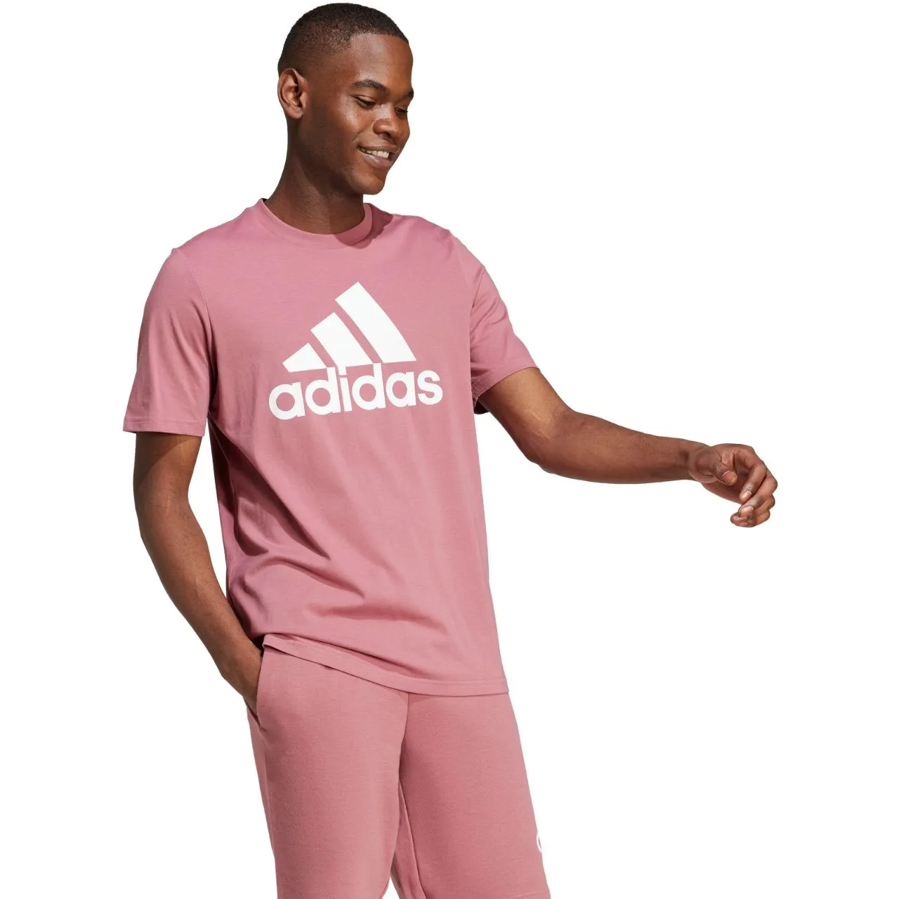 Koszulka męska adidas Essentials Single Jersey Big Logo Tee różowa